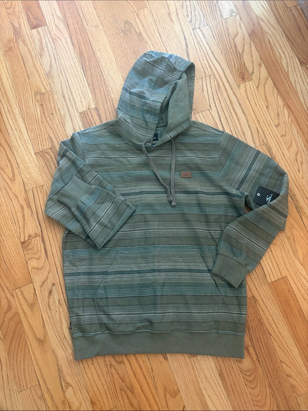 O'Neill Olive and Gray Striped Hoodie